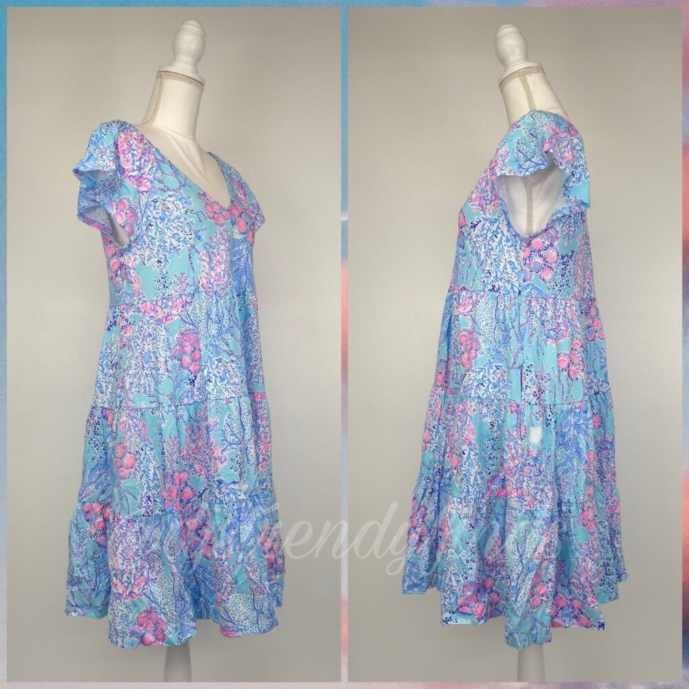 NWOT Lilly Pulitzer Kawai Flutter Sleeve Blue Ibiza Now You Sea Me M,L,XL - Picture 5 of 16